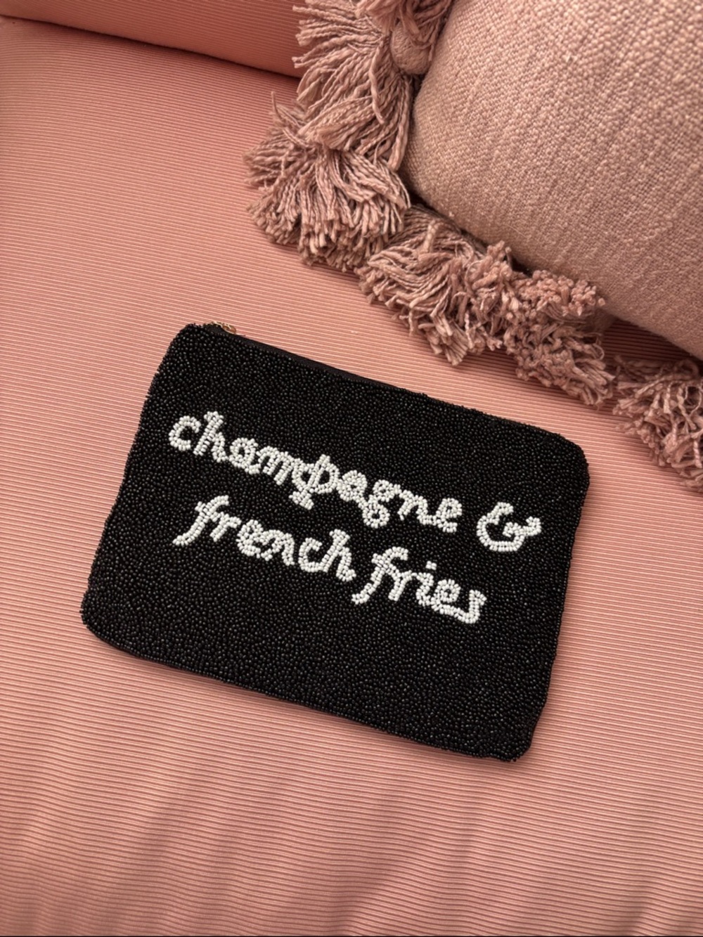 Target X Kate Spade New York Black Beaded Pouch Clutch Champagne & French Fries